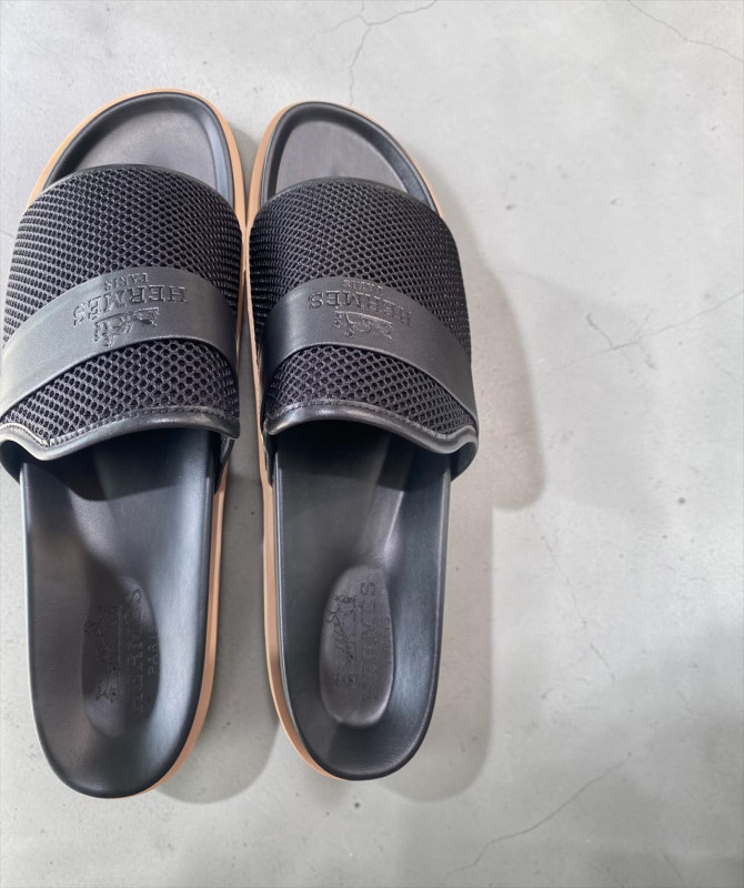 Hermes Cover Mesh Slide Sandals – Black Luxury Mesh Strap Slides