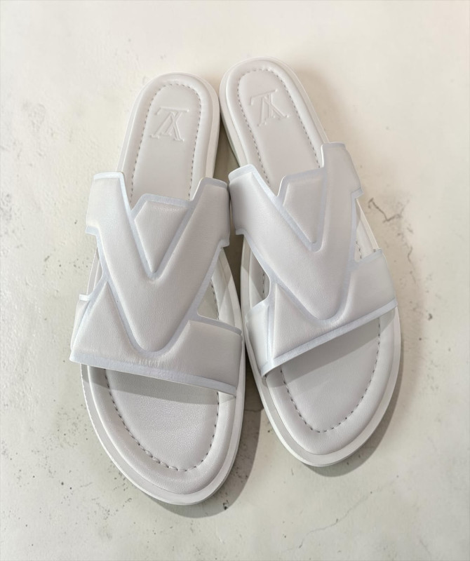 Louis Vuitton Oasis Mule White Leather Slides for Men