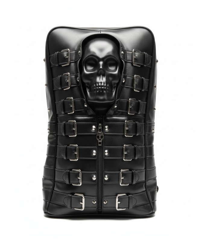 3D Skull Rivet Backpack – Gothic Punk Biker Style