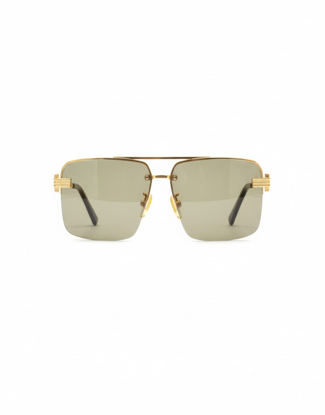 Rimless Navigator Sunglasses – Gold Double Bridge Luxury Frame