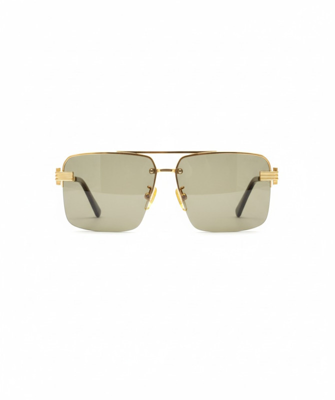 Rimless Navigator Sunglasses – Gold Double Bridge Luxury Frame