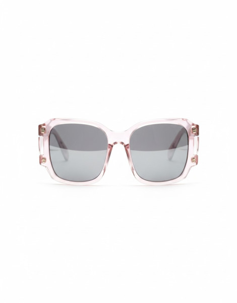 Geometric Square Gradient Sunglasses – Transparent-to-Pink Frame