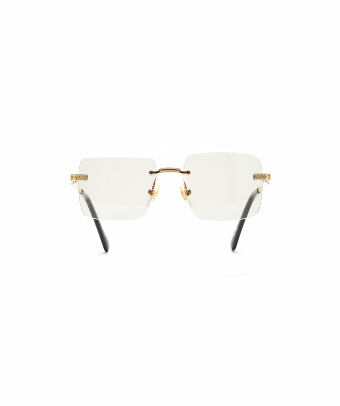 Rimless Rectangular Eyeglasses – Gold-Tone Minimalist Frame