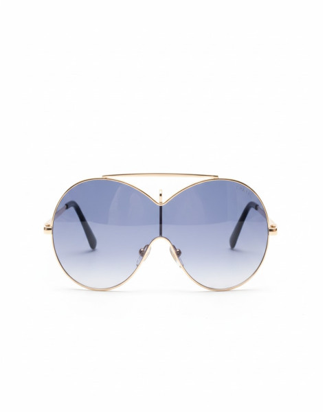 LV Drive-Inspired Shield Sunglasses – Gold Frame Purple Gradient Lens