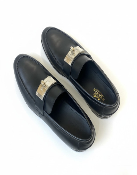 Hermès Hot Loafer – Black Calfskin Leather with Kelly Buckle Hardware