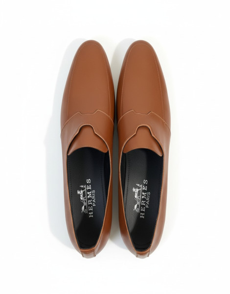 Men’s Tan Leather Slip-On Loafers – Classic Corporate Formal Shoes