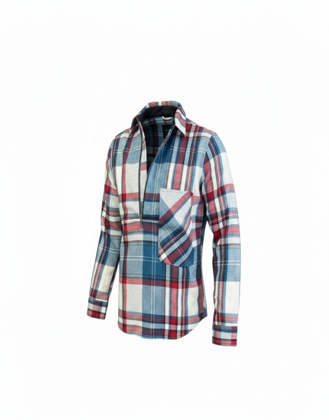 we11done Wool Check Half-Zip Anorak Shirt