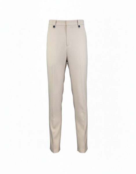 Men’s Cream Double Pleated Trousers – High-Waisted Tailored Pants with Side Adjusters