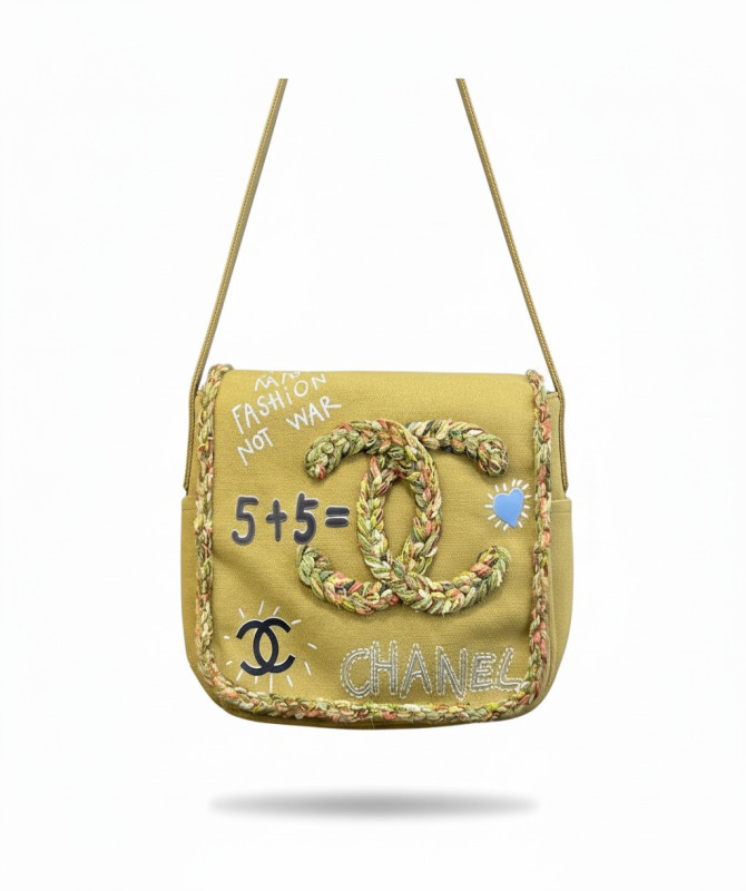 chanel-yellow-and-beigekhaki-graffiti-on-the-pavements-flap-bag-limited-edition