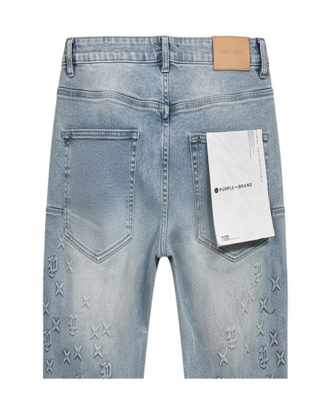 Purple Brand P004 Mono Embossed Slim Flare Jeans – Light Indigo