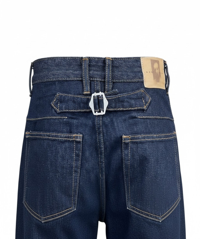 High-Waisted Indigo Contrast Stitch Carpenter Jeans