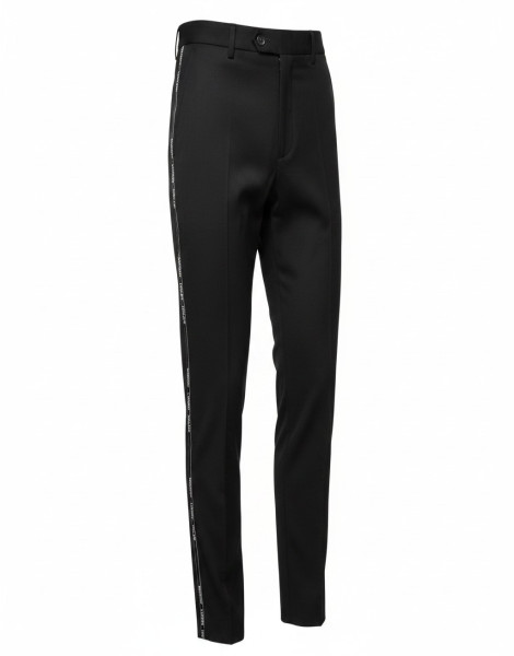 Burberry Black Side Tape Logo Trousers – Slim Fit Tailored Designer Pants