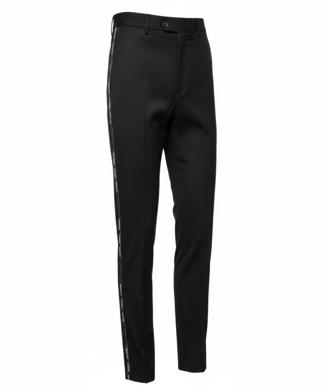 Burberry Black Side Tape Logo Trousers – Slim Fit Tailored Designer Pants