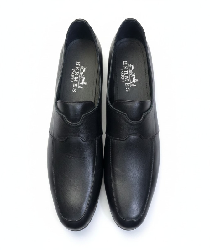 Men’s Black Leather Slip-On Loafers – Classic Formal Designer Style