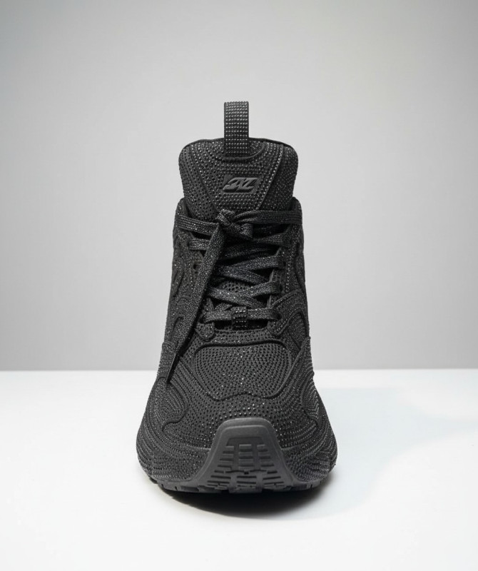 Luxury Rhinestone Chunky Platform Sneakers – Black