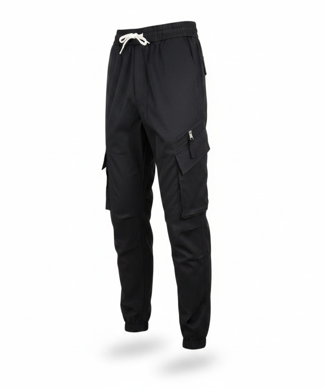 mens-black-cargo-joggers-elastic-waist-cuffed-streetwear-pants