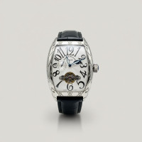 Luxury-Inspired Franck Muller Cintree Curvex Skeleton Watch – Silver & Rose Gold