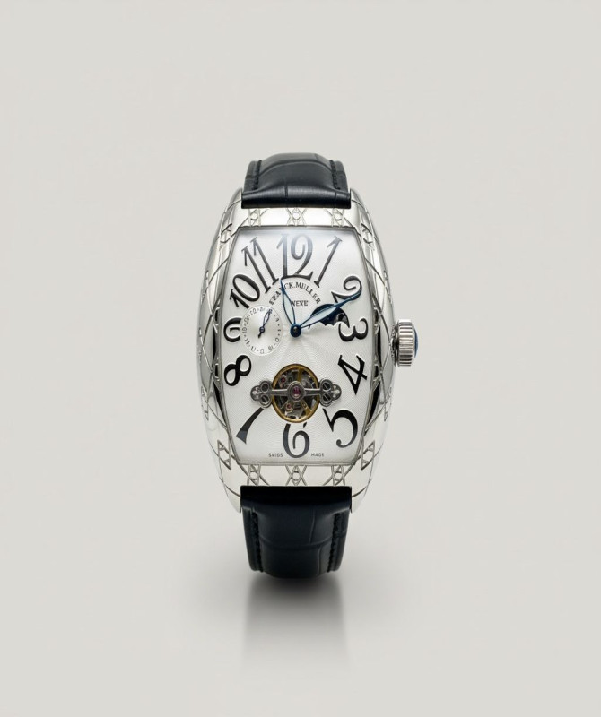 Luxury-Inspired Franck Muller Cintree Curvex Skeleton Watch – Silver & Rose Gold