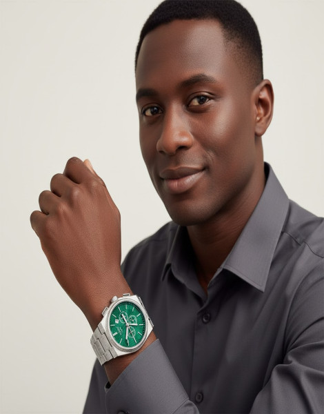 Luxury-Inspired Tissot PRX Automatic Chronograph – Green Dial, Custom Engraved