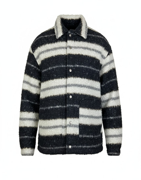 Selected Homme Archive Striped Wool-Blend Overshirt – Sky Captain/Sand