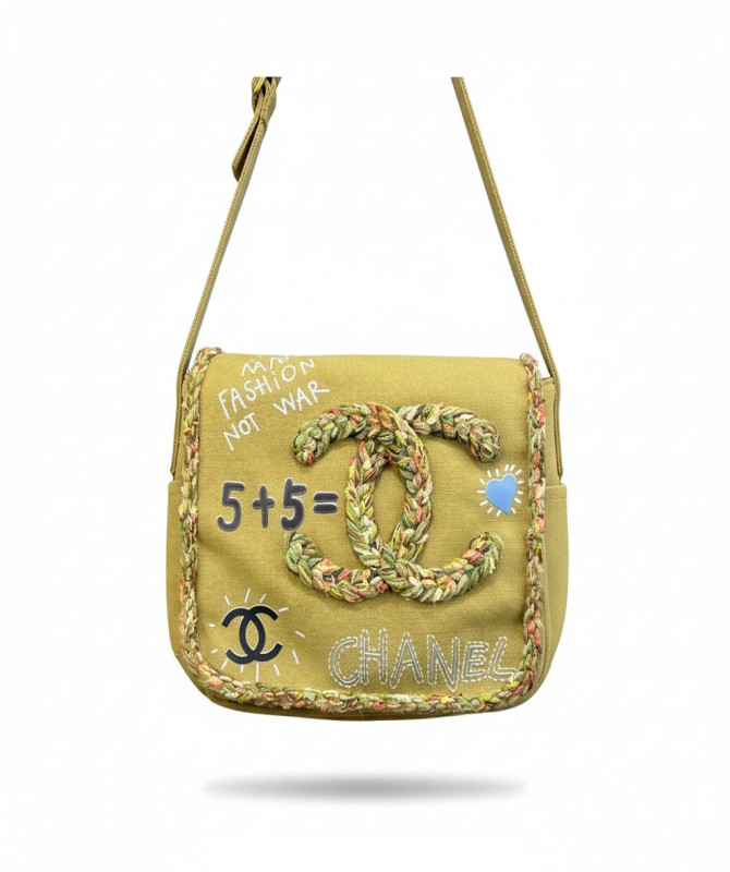 chanel-yellow-and-beigekhaki-graffiti-on-the-pavements-flap-bag-limited-edition