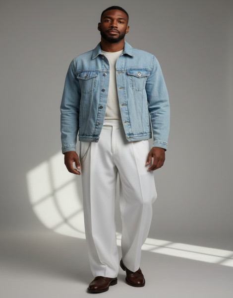 Wide-Leg Chain Detail Trousers – Optic White