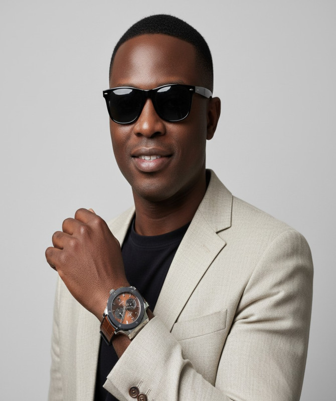 Luxury-Inspired Chronograph Watch – Hublot Classic Fusion Brown Dial