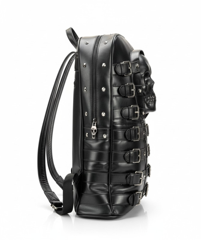3D Skull Rivet Backpack – Gothic Punk Biker Style