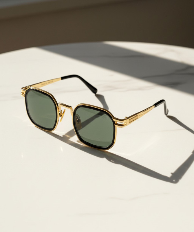 Retro Square Gold Sunglasses – Geometric Luxury Frame