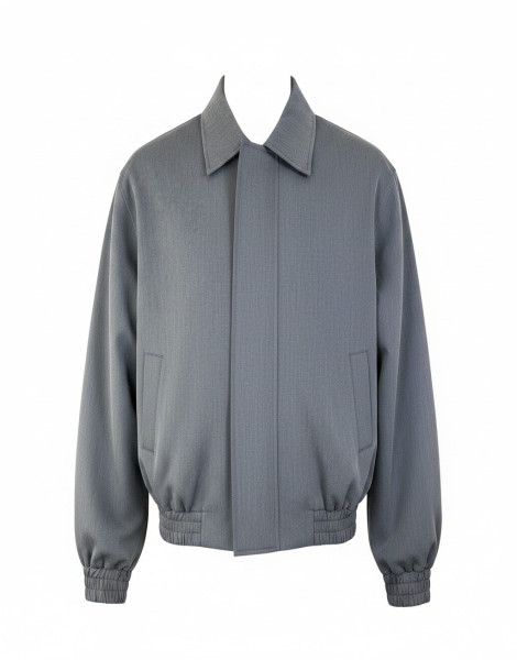 Men’s Grey Boxy Blouson Jacket – Minimalist Zip-Up Casual Jacket