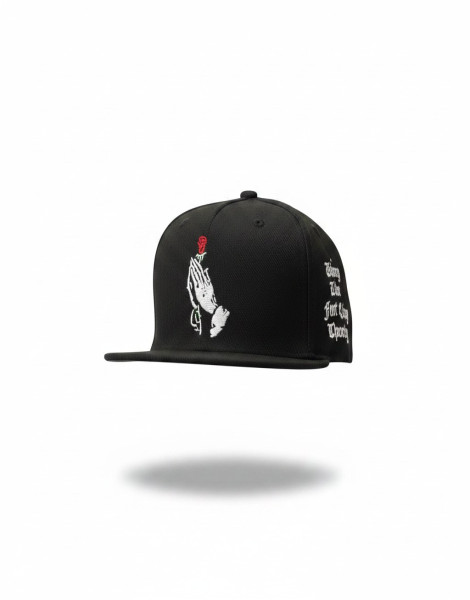 Cayler & Sons “Thorns” Snapback Cap – Black Praying Hands Rose Streetwear Hat Short Description