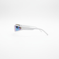 Y2K Narrow Wraparound Sunglasses – White Frame Rainbow Lens