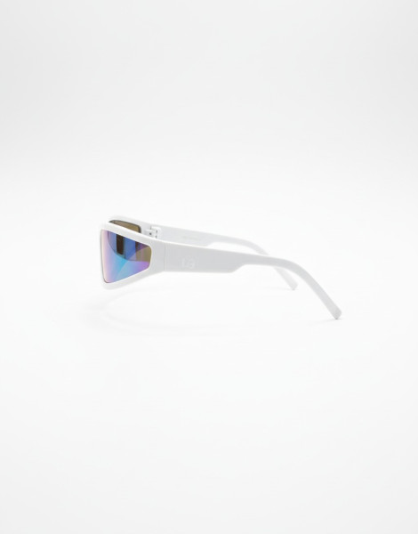 Y2K Narrow Wraparound Sunglasses – White Frame Rainbow Lens