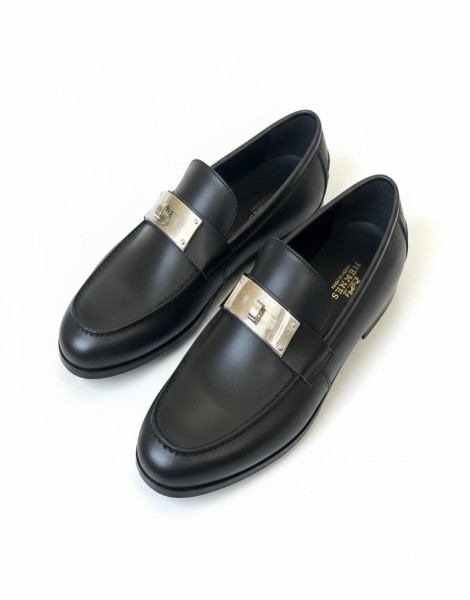 Hermès Hot Loafer – Black Calfskin Leather with Kelly Buckle Hardware
