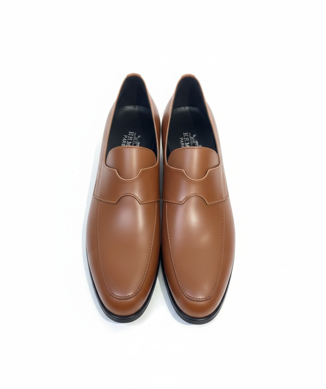 Men’s Tan Leather Slip-On Loafers – Classic Corporate Formal Shoes