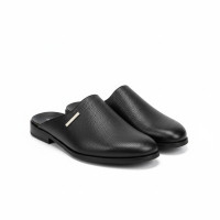 Men’s Luxury Leather Mule (Half Shoe) – Black Pebbled Slip-On Corporate & Native Footwear