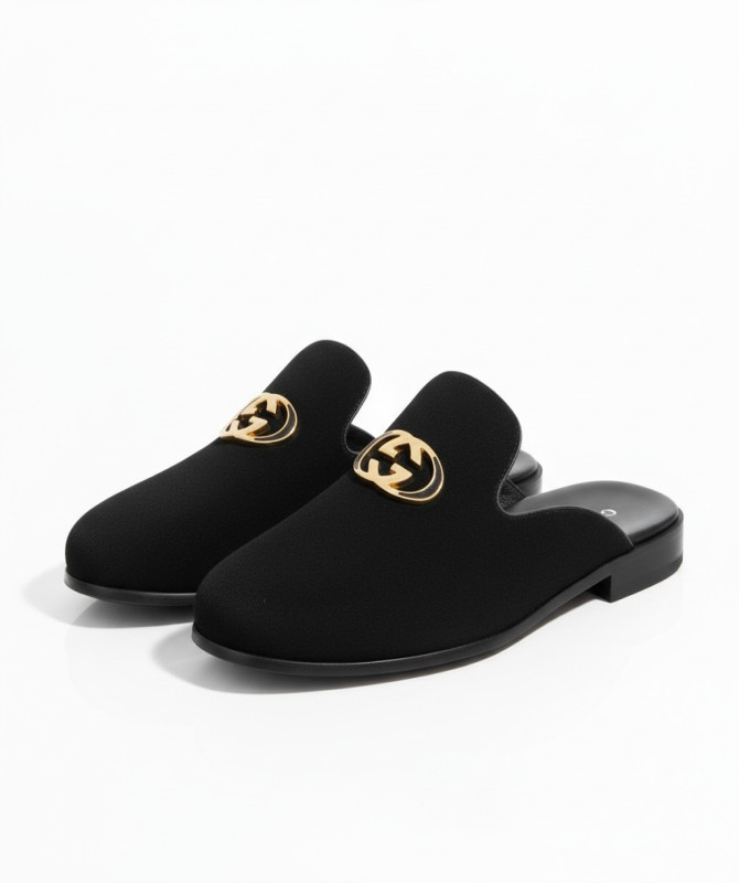 gucci-inspired-suede-mule-half-shoes-gold-gg-logo-slip-on-luxury-footwear