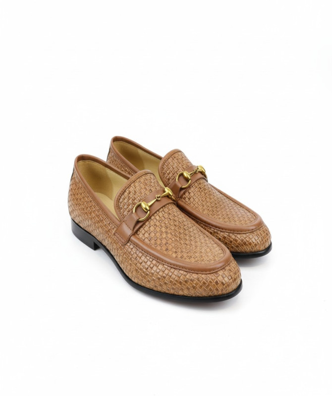gucci-horsebit-loafers-brown-crochetwoven-texture-gold-bit-luxury-slip-on-shoes