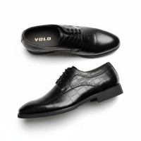Men’s Black Croc-Embossed Leather Lace-Up Shoes – Formal Oxford Style Dress Shoes
