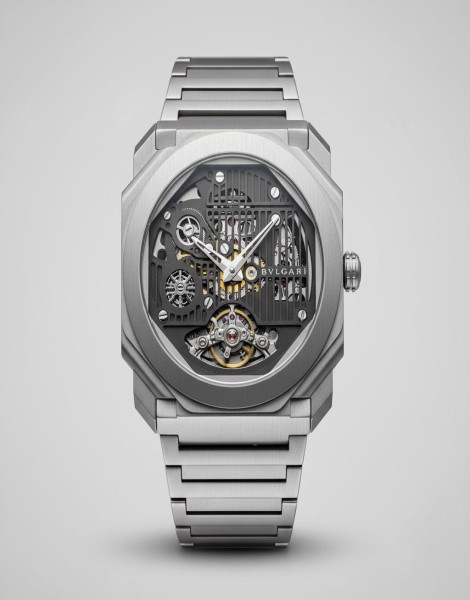 Luxury-Inspired Octagonal Skeleton Automatic Watch – Titanium Finish