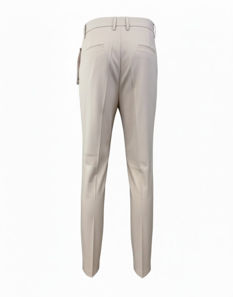 Men’s Cream Double Pleated Trousers – High-Waisted Tailored Pants with Side Adjusters