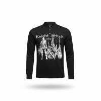 Men’s Gothic Knight Graphic Henley Shirt – Long Sleeve Streetwear Top
