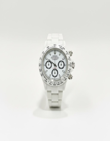 Luxury-Inspired All-White Ceramic Chronograph – Rolex Cosmograph Daytona Custom