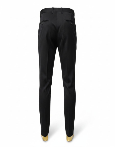 Burberry Black Side Tape Logo Trousers – Slim Fit Tailored Designer Pants