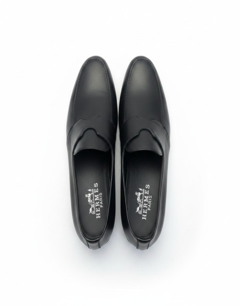 Men’s Black Leather Slip-On Loafers – Classic Formal Designer Style
