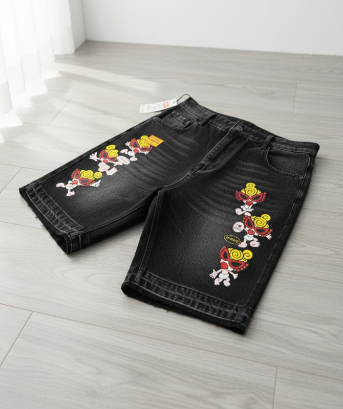 Men’s Baggy Graphic Denim Shorts – Y2K Streetwear Distressed Jorts