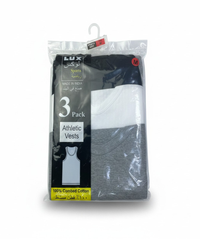 Lux Sports Men’s 3-Pack Athletic Vests – Cotton Sleeveless Tank Tops