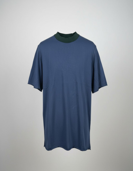 Men’s Two-Tone Color Block T-Shirt – Blue & Green Panel Streetwear Tee
