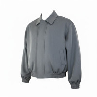 Men’s Grey Boxy Blouson Jacket – Minimalist Zip-Up Casual Jacket