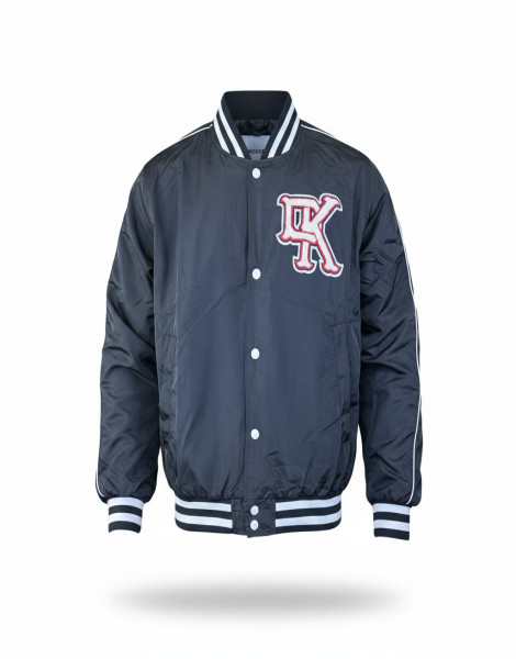Bershka BK Logo Varsity Jacket – Red Lightweight Bomber Windbreaker